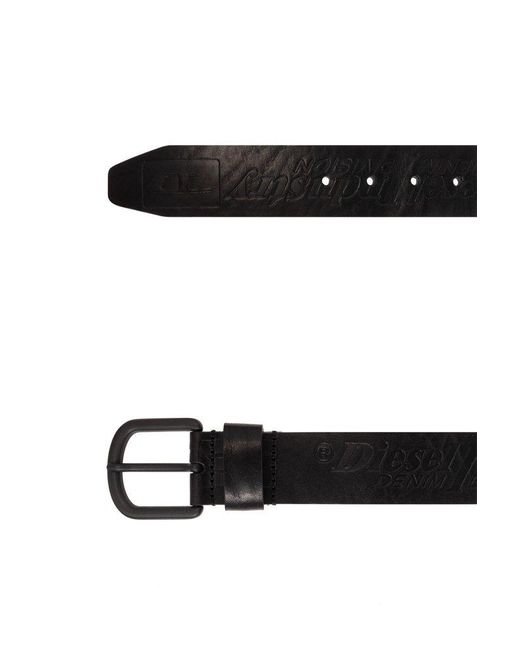 DIESEL Black ' Logo B-archive' Leather Belt, for men