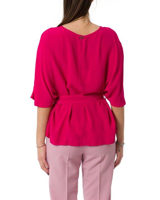 Liu Jo Red Crewneck Crepe T-Shirt