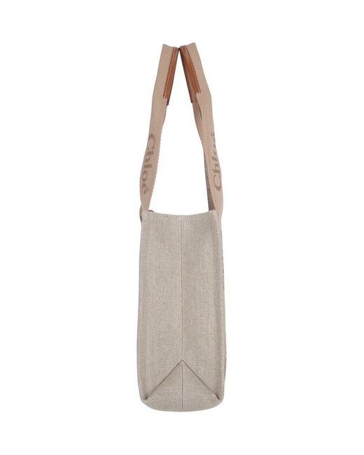 Chloé Natural 'woody' Midi Tote Bag
