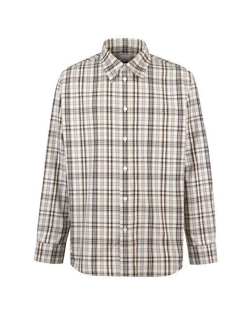 Bottega Veneta White Checkered Design Cotton Shirt For for men