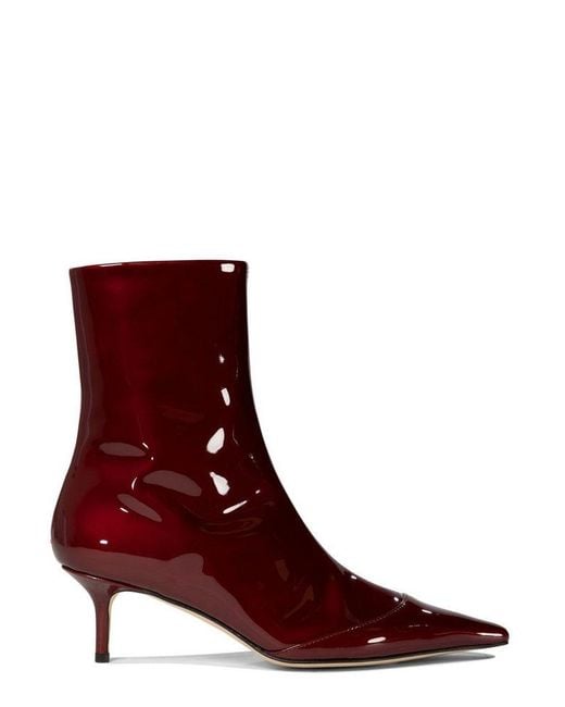 Aeyde Red "Roe" Patent Leather Ankle Boots