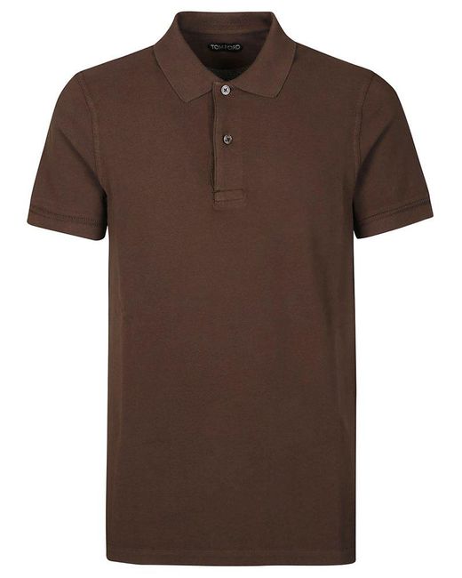 Tom Ford Brown Tennis Piquet Polo Shirt for men