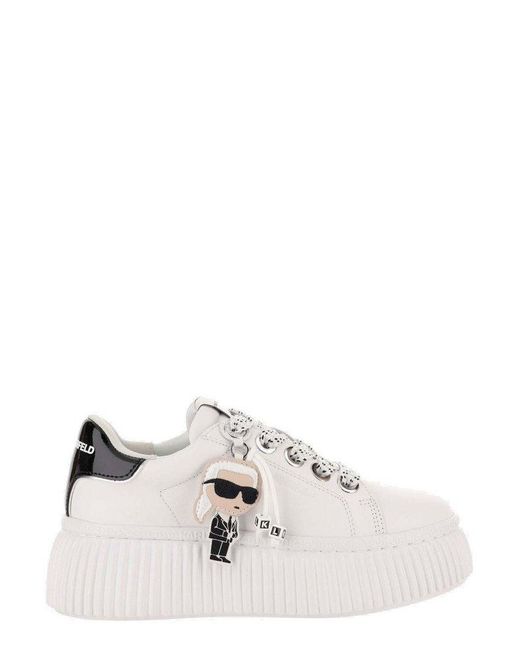 Karl Lagerfeld White Logo-charm Flatform Sneakers