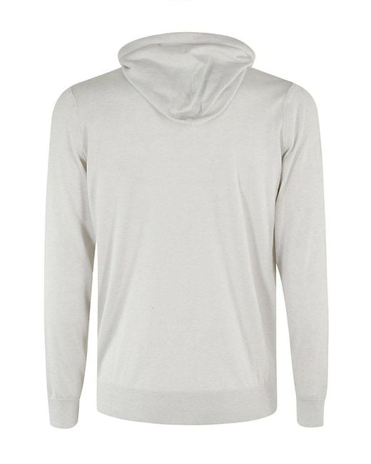 FILIPPO DE LAURENTIIS White Hooded Knit Cardigan for men