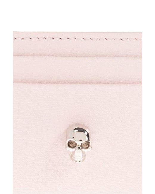 Alexander McQueen Pink Skull Stud Cardholder