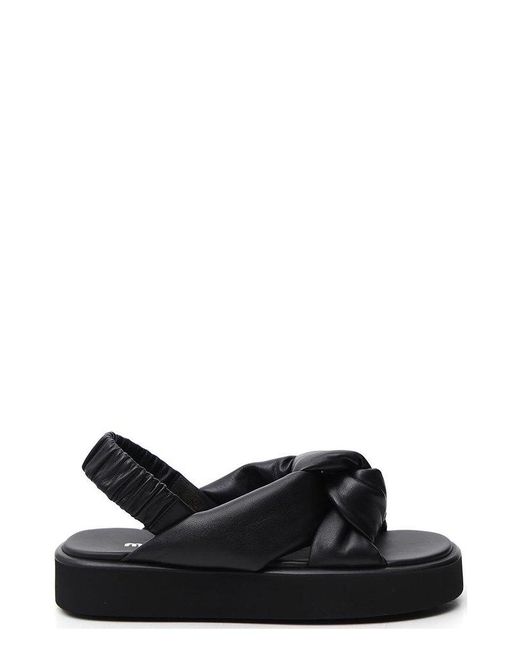 Miu Miu Leather Knot Detail Platform Sandals in Black - Lyst
