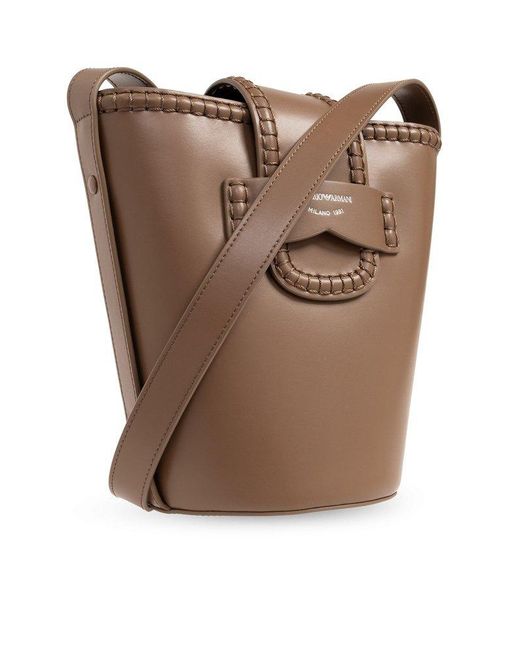 Emporio Armani Brown Shoulder Bag With Logo,
