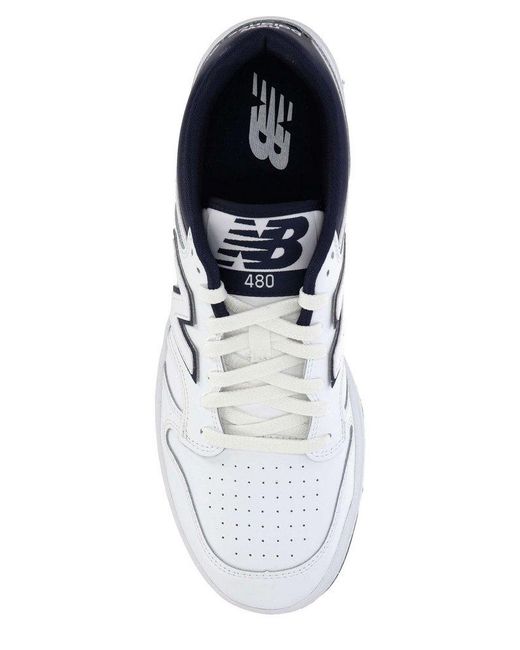 New Balance White 480 Logo Patch Panelled Sneakers for men