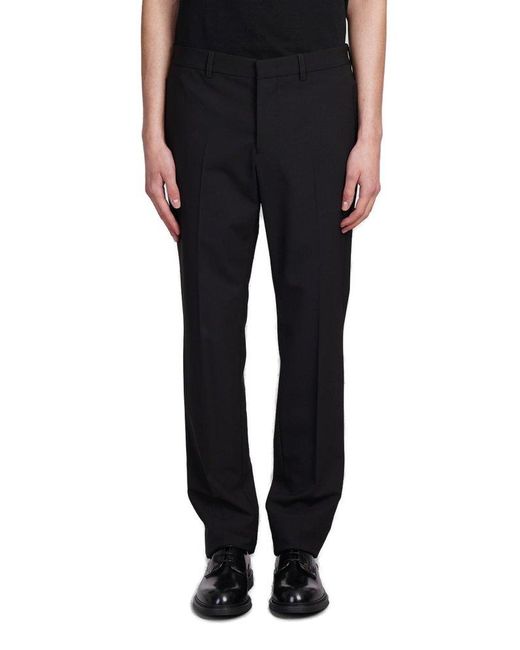Emporio Armani Black Straight-leg Slim-cut Tailored Trousers for men