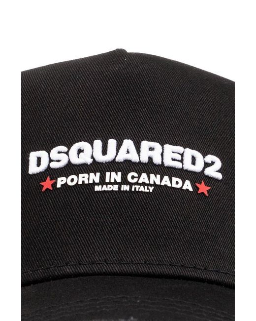 DSquared² Black Rocco Twill Distressed Baseball Hat for men