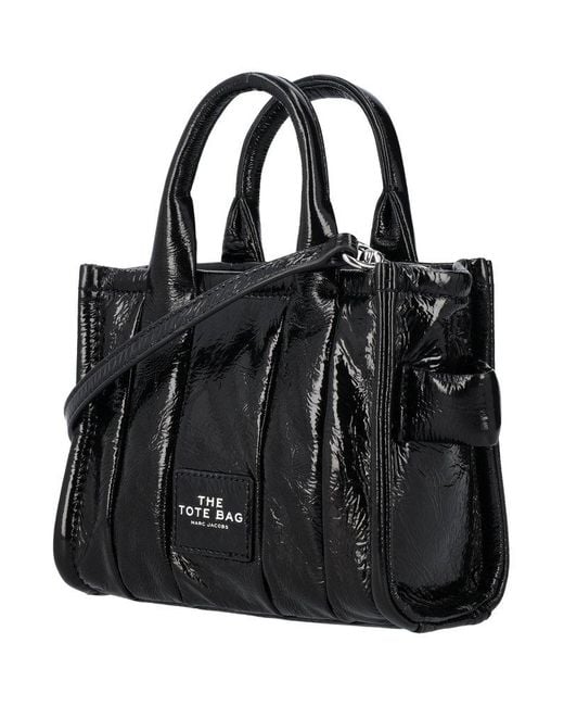 Marc Jacobs Black Shiny Crinkle Mini Tote Bag