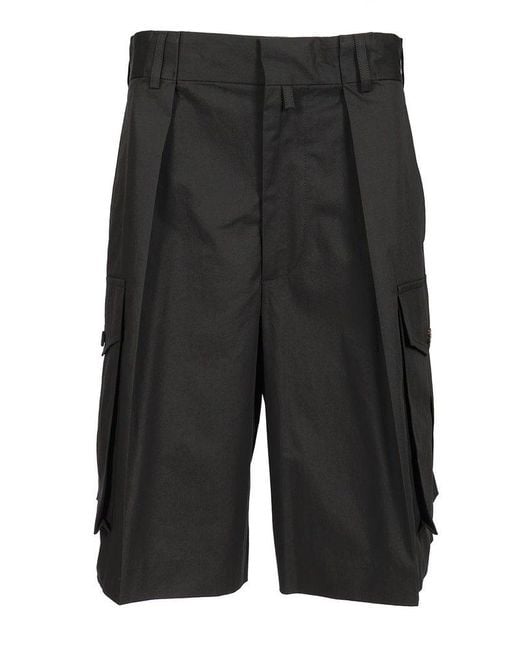 Dries Van Noten Gray Cotton Cargo Shorts Trousers for men