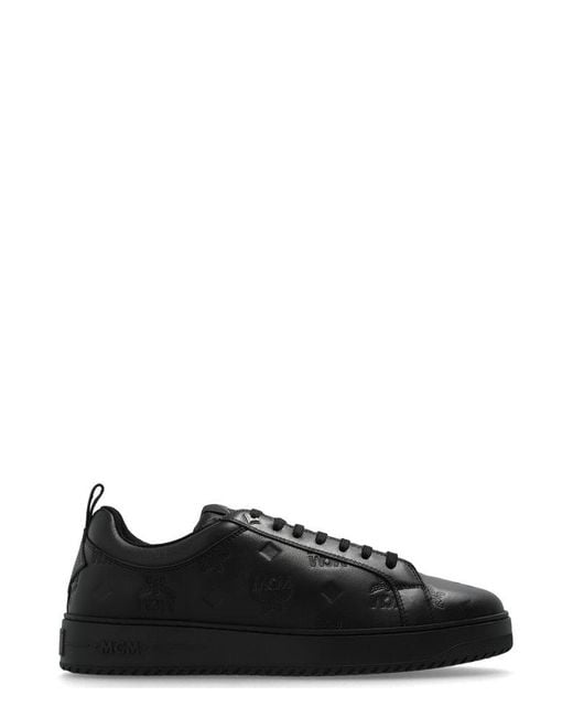 MCM Black Logo-Embossed Lace-Up Sneakers for men