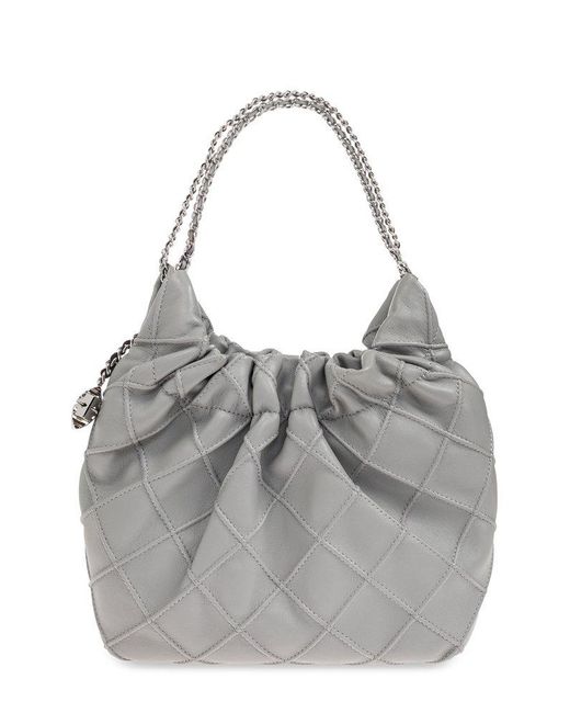Tory Burch Gray Mini Fleming Drawstring Hobo Bag
