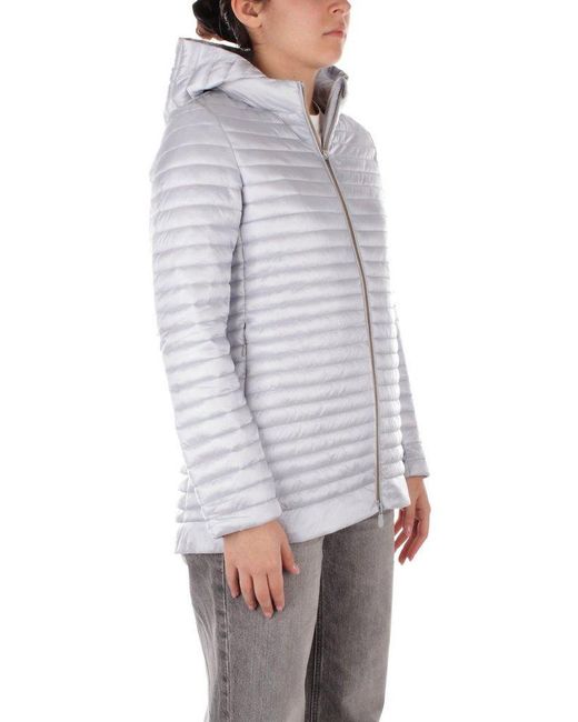 Save The Duck Gray Alima Quilted Hooded Jacket