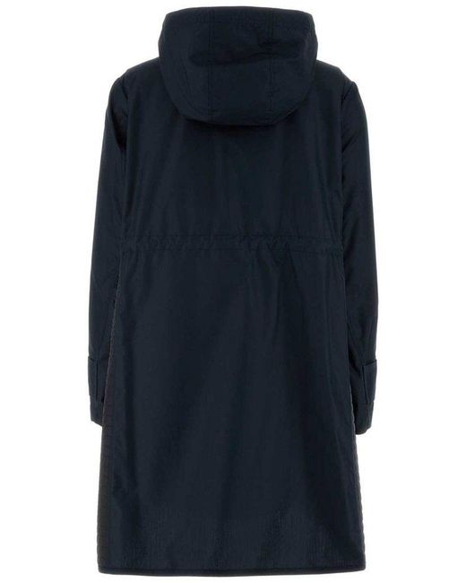 Moncler Meudon Hooded Long Parka in Blue | Lyst