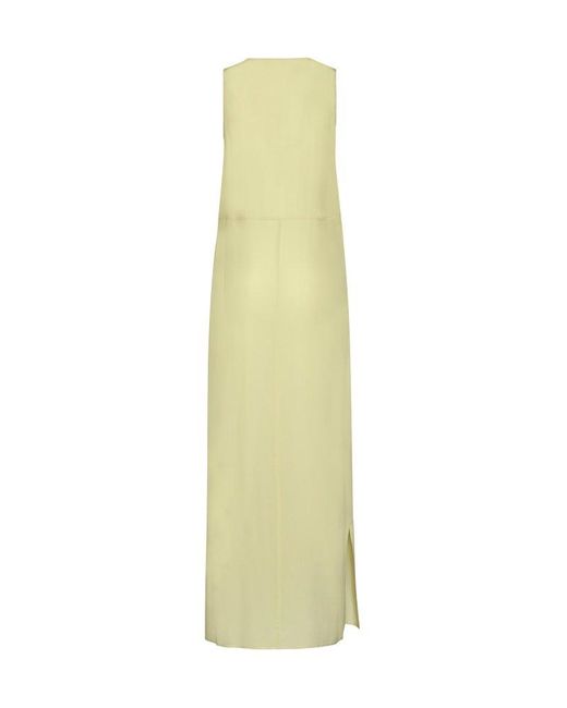 Alysi White V-neck Ribbon Detailed Dress