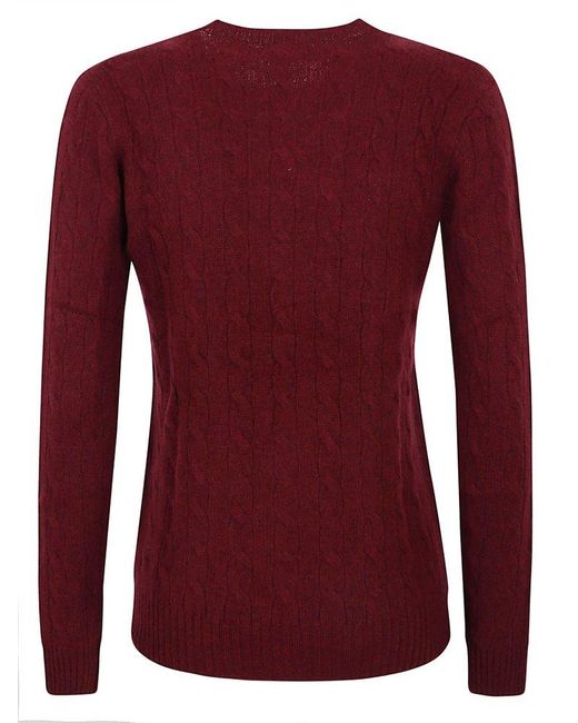 Polo Ralph Lauren Red Cable-knit Polo Pony Sweater