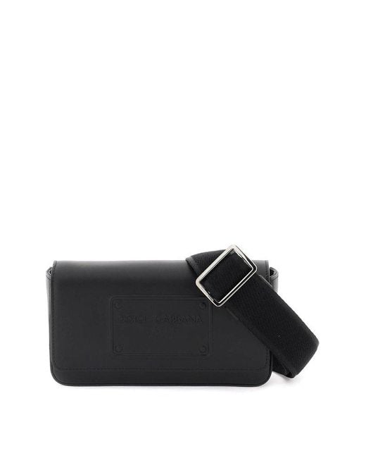 Dolce & Gabbana Black Leather Mini Crossbody Bag for men