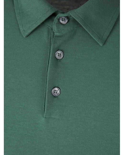 Zanone Green Plain Knit Polo for men