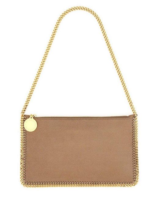 Stella McCartney Brown Falabella Logo Charmed Shoulder Bag