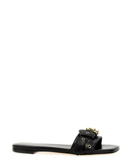 Chloé Black Mae Knot-Detailed Slides