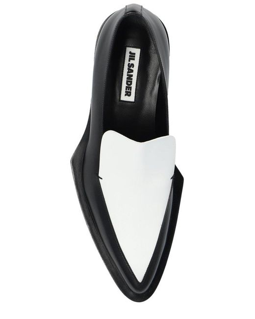 Jil Sander Black Two-tone Pointed-toe Loafers