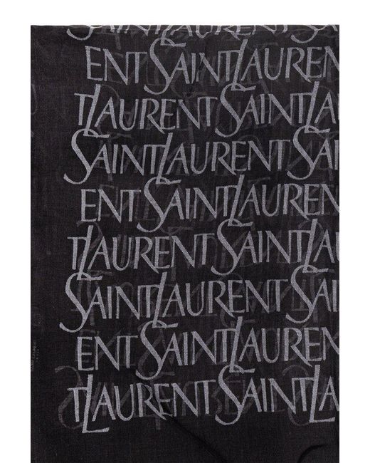 Saint Laurent Black Scarf With Monogram
