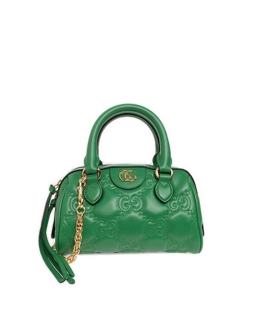 Gucci Green Matelassé Quilted Zipped Tote Bag