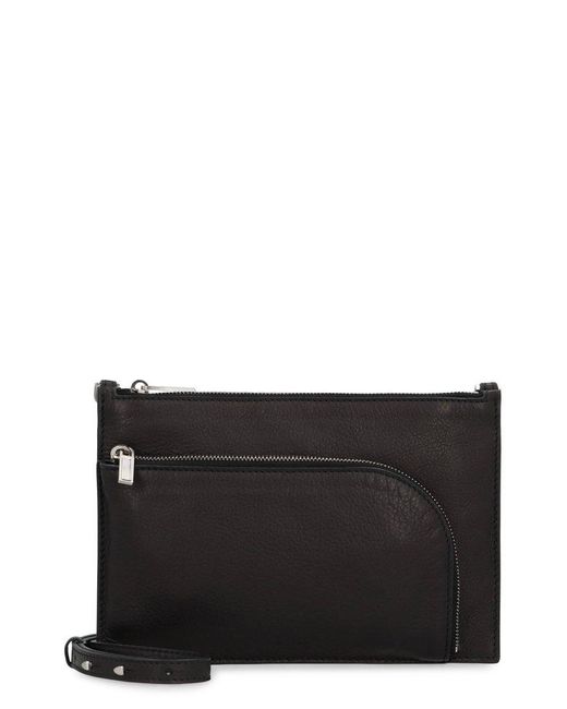 Rick Owens Black Logo Debossed Zipped Clutch Bag