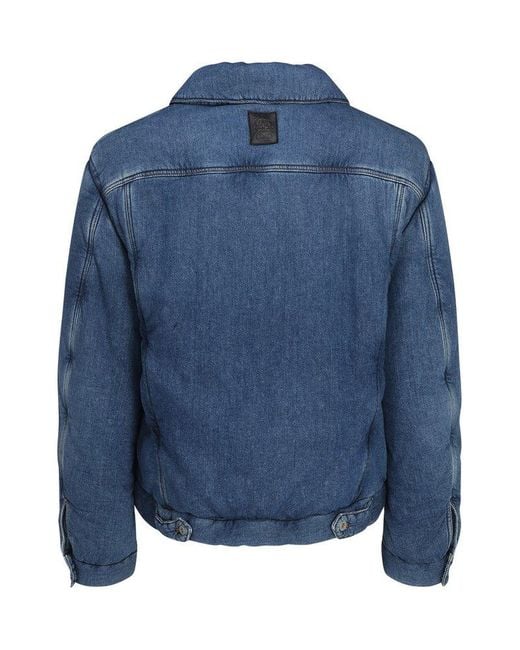 Loewe Blue Buttoned Padded Denim Jacket for men