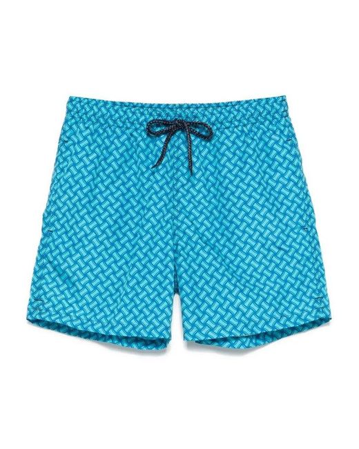 Drumohr Blue Geometric Pattern Swim Shorts for men
