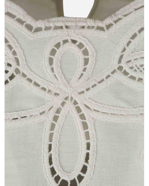 Jonathan Simkhai White Embroidered Linen Top