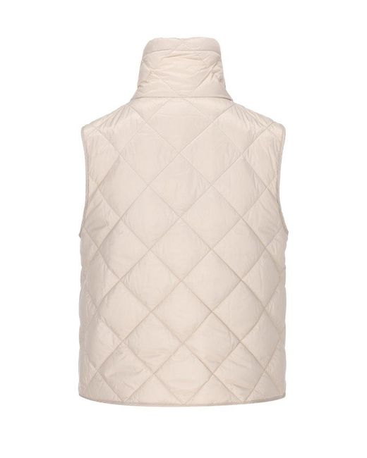 Max Mara White High Neck Drawstring Gilet