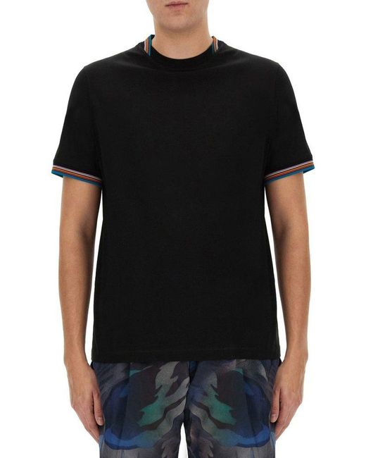 Paul Smith Black Signature Stripe Trim T-shirt for men