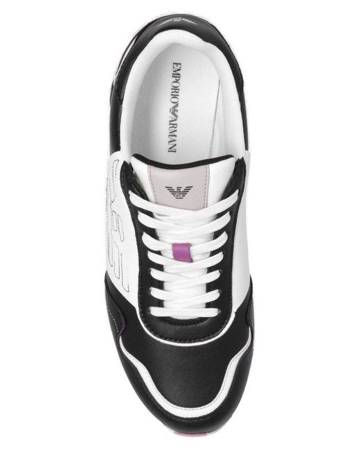 Emporio Armani Black Logo-embroidered Lace-up Sneakers