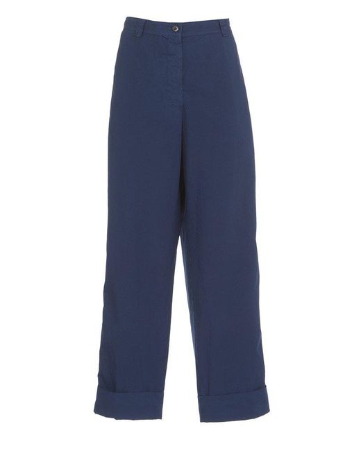 Dries Van Noten Blue Cropped Wide-leg Trousers