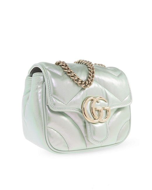 Gucci White 'GG Marmont Mini' Quilted Shoulder Bag,