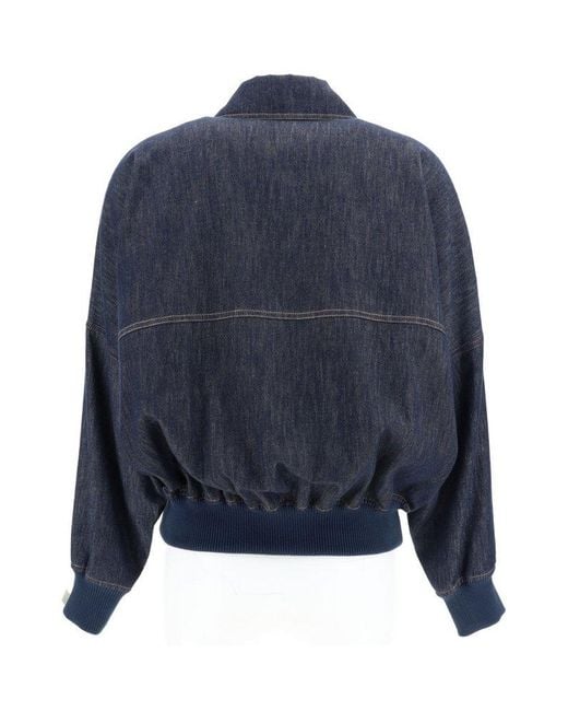 Brunello Cucinelli Blue Zipped Denim Jacket