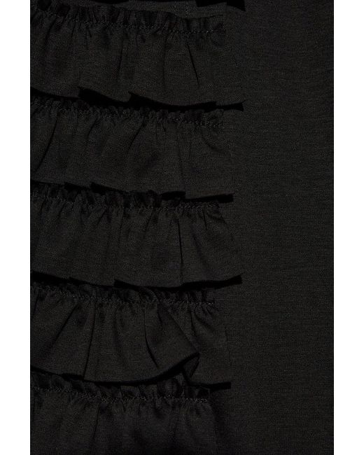 Noir Kei Ninomiya Black Ruffle Detailed Asymmetric T-shirt