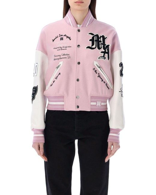 Amiri Pink Oversized Varsity Jacket