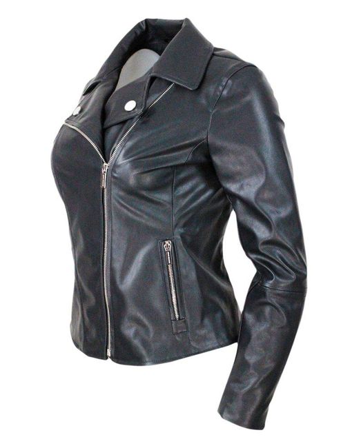 Armani Exchange Black Faux Leather Jacket With Zip Closure And Zip On The Cuffs And Pockets