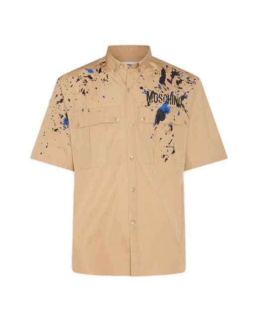 Moschino Natural Logo-printed Short-sleeved Shirt for men