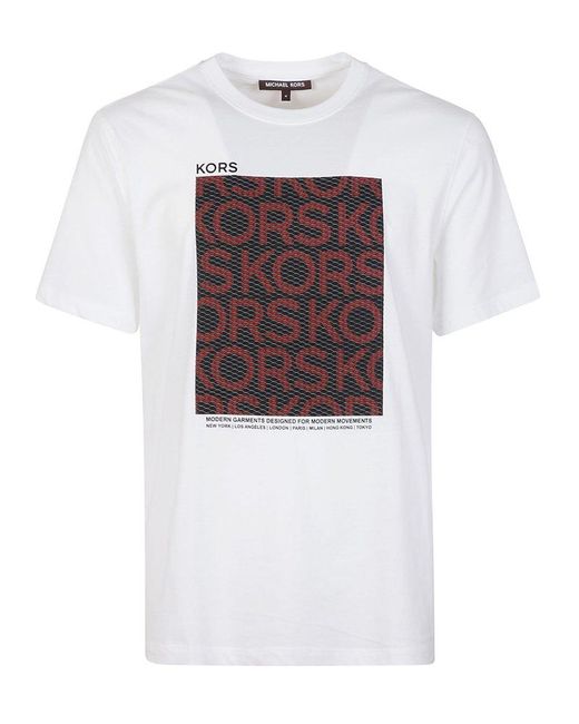 Michael Kors White Graphic Printed Crewneck T-shirt for men