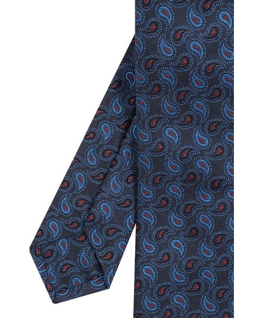 Etro Blue Pattern Embroidered Pointed-tip Tie for men