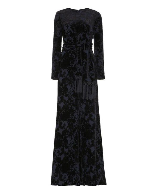 Max Mara Black Picasso Devoré Velvet Dress