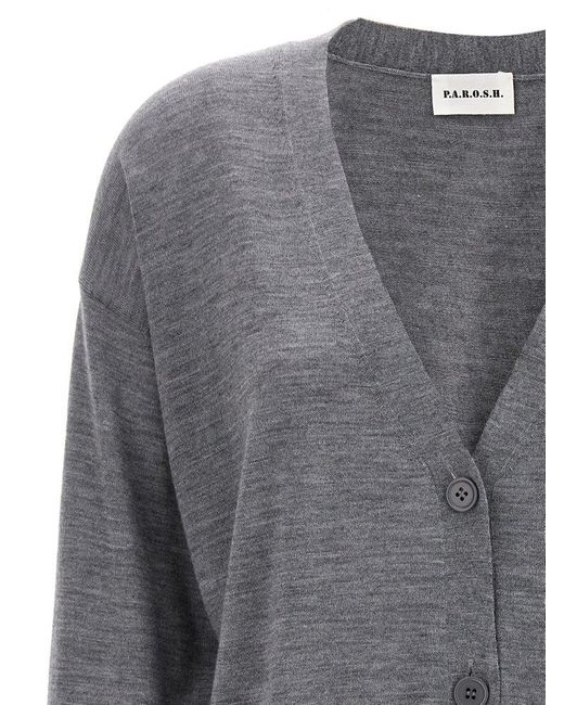 P.A.R.O.S.H. Gray Wool Blend Cardigan Sweater, Cardigans