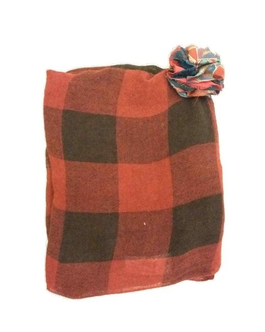 FRAME Orange Checked Fleece Scarf