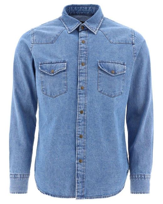 Tom Ford Blue Long-sleeved Denim Shirt for men