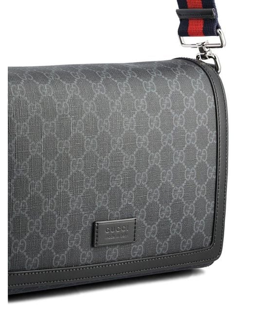 Gucci Black Monogram-pattern Coated-canvas Cross-body Bag for men